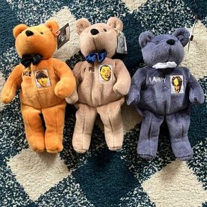 Three Stooges Bean bag bear set of THREE Larry Moe & Curly